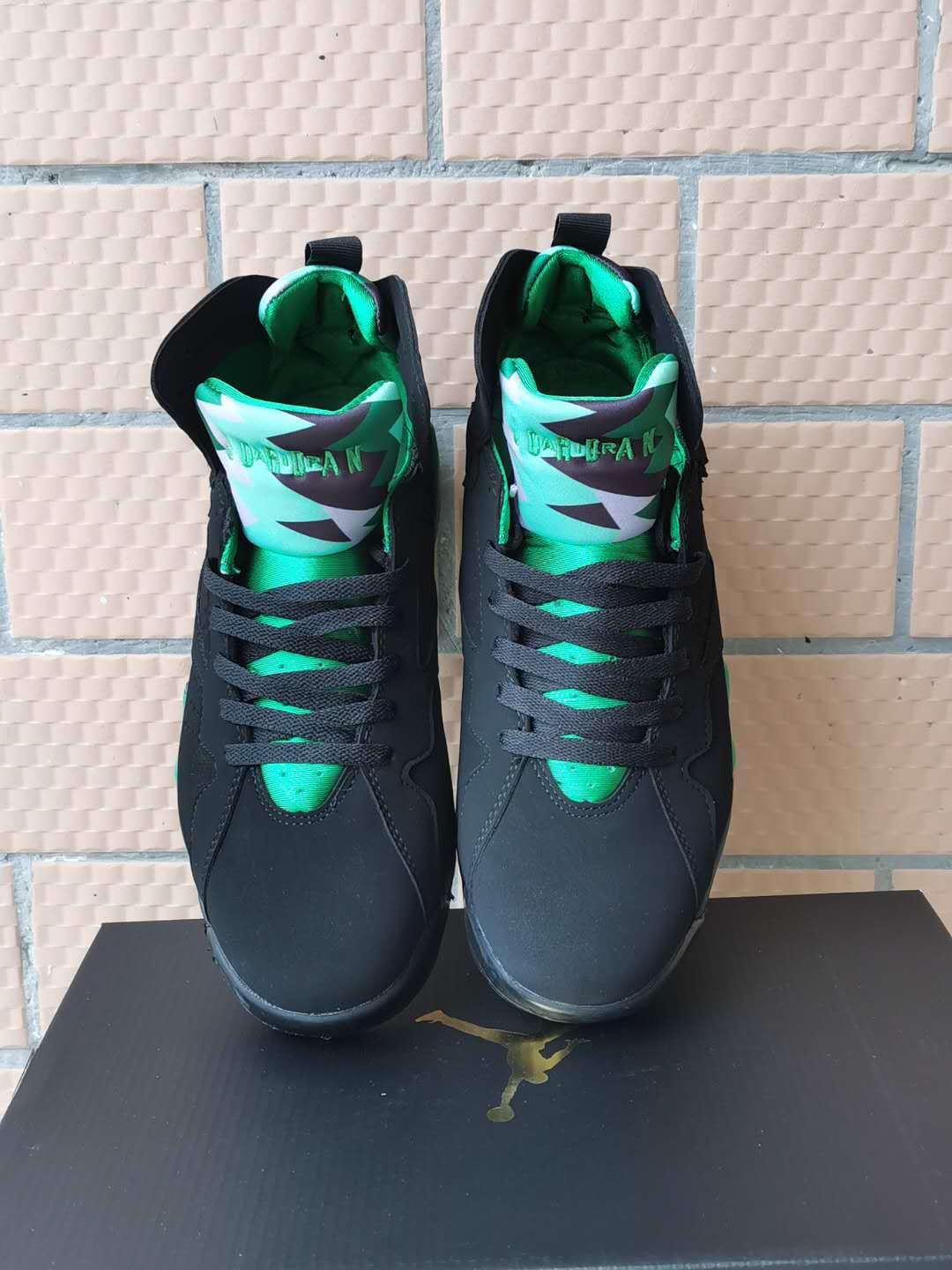 New Men Air Jordan 7 Shoes Black Green - Click Image to Close